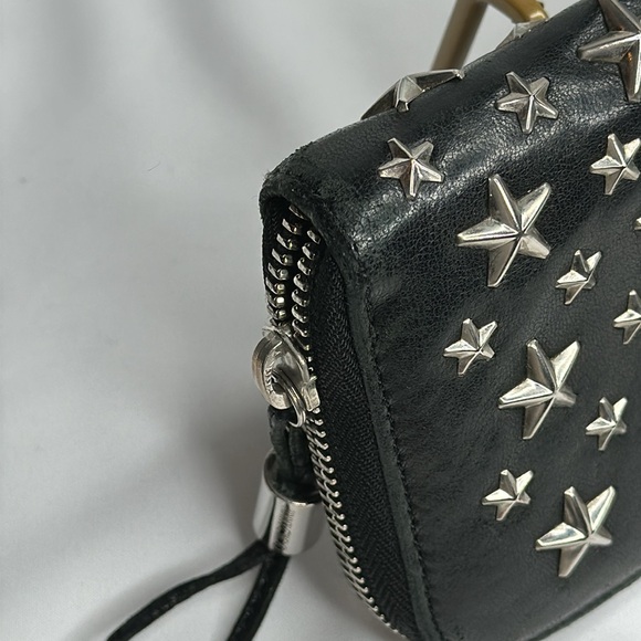 JIMMY CHOO FILIPA Star-embossed Leather Wallet Black Leather Signat… - Picture 12 of 17